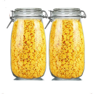 02 Potes De Vidro 1500ml Redondo Hermético Trava Aço 02 Potes De Vidro 1500ml Redondo Hermético Trava Aço