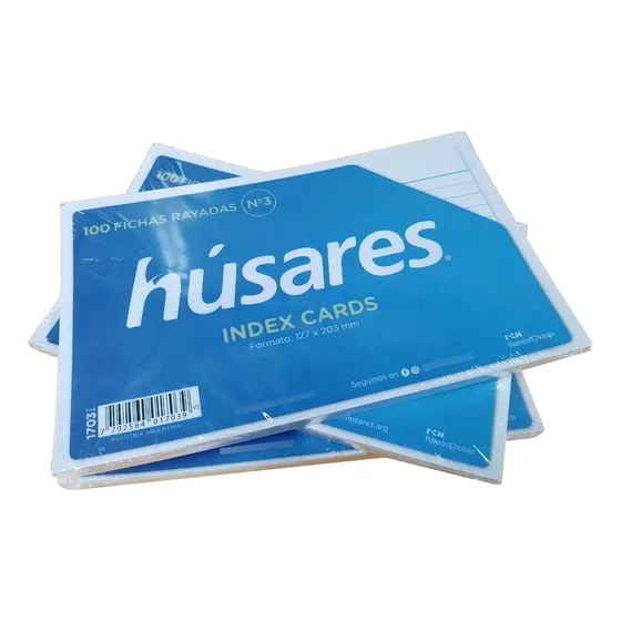 Fichas Rayadas N°3 Husares 127 X 203 Mm X 100 Hojas X3 Unid