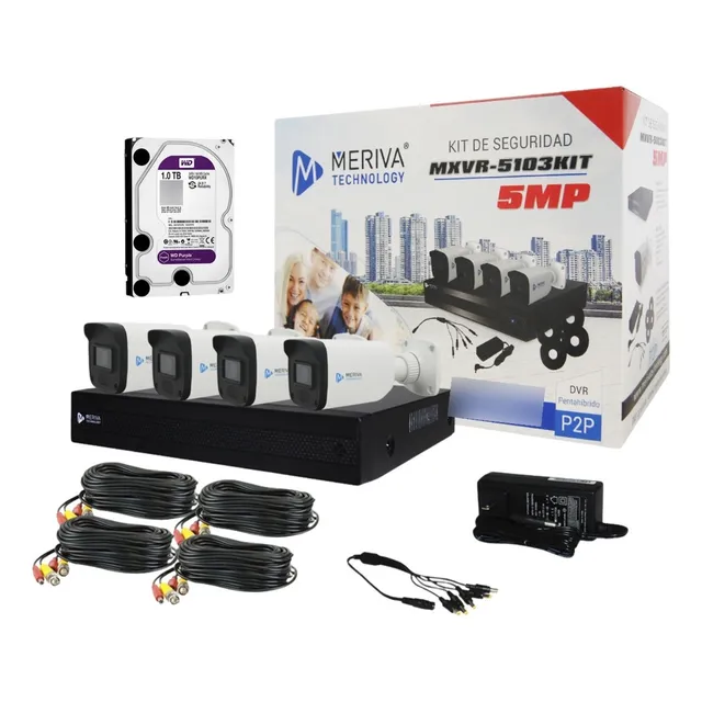 Kit 4x4 Mxvr-5103kit 5mp H.265 Analitica Basica + Disco 1tb