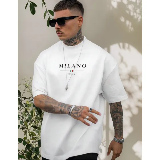 Camiseta Estampada Oversized Unissex Algodão Milano
