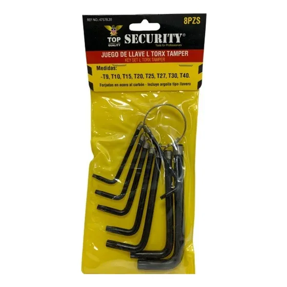 Llaves L Torx Tamper Cortas Security Kit De 8 Pcs T9 A T40