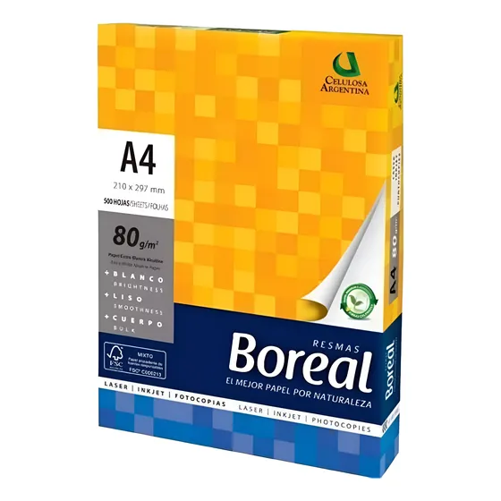 10 Resmas Boreal A4 Obra 80grs De 500 Hojas Cada Una