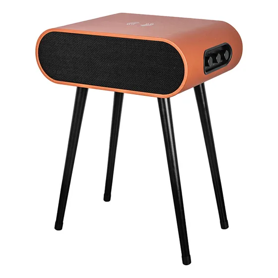Mesa Decorativa Con Bocina Bluetooth Y Cargador Inalambrico Marrón Claro