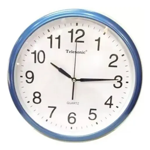Reloj de Pared Analógico Electrofon 25cm Movimiento Cuarzo Azul Fondo Blanco | Cuotas sin interés