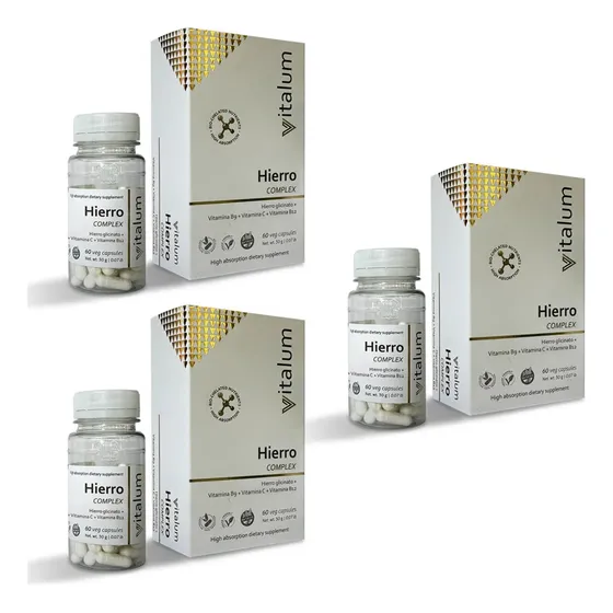 Hierro Complex Vitalum Hgl Quelado Sin Tacc Pack 3 60 Caps