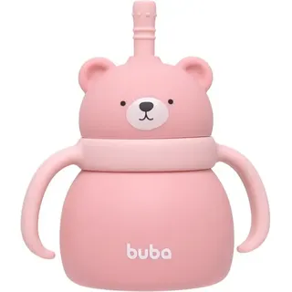 Buba Copo Em Silicone Com Canudo Ursinho Rosa 19690 - Buba