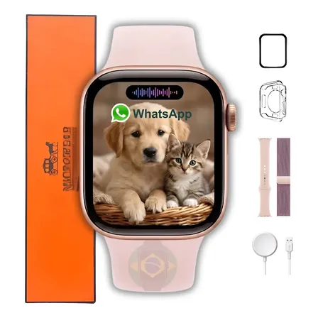 Relógio Smartwatch S11 Mini Serie 11 42mm Gps Nfc Wpp 2026 Dourado Rose