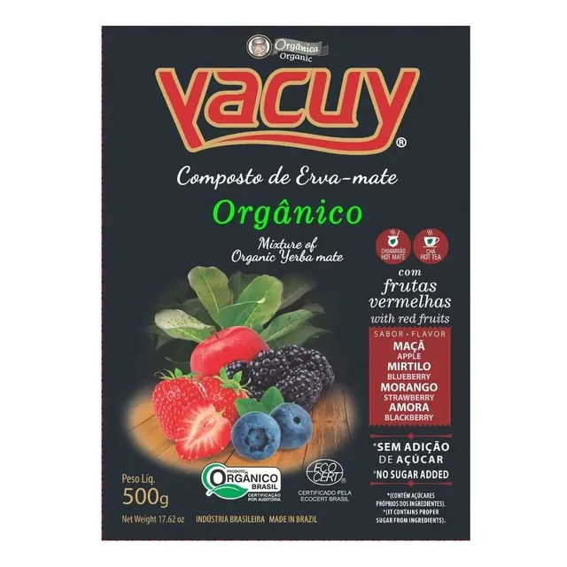 Yacuy Yerba Mate Orgánico Frutos Rojos Vacíos 500 G