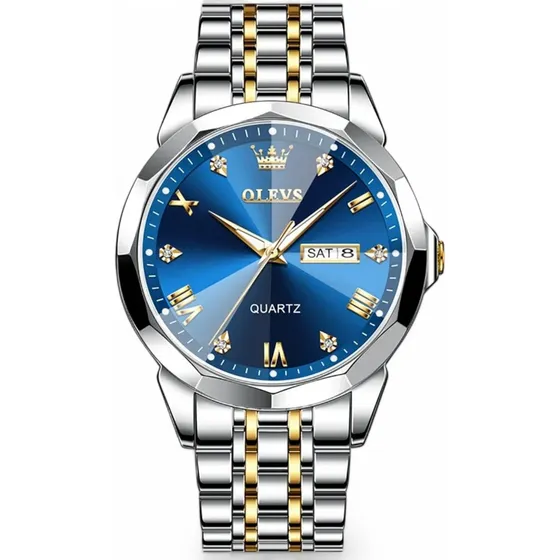 Reloj Olevs Hombre Azul Pulsera Elegante Analogo Quartz Lujo