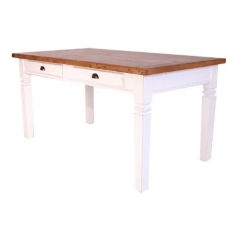 Mesa Jantar Branca Madeira Demolição 6 Lugares C/ Gavetas