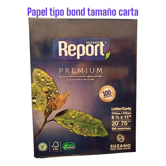 Papel Tipo Bond Resma De 500 Hojas Tamaño Carta Report