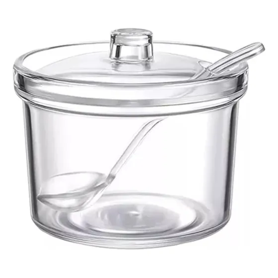 Azucarera Quesera Acrilica Cuchara Tapa Organizador Cocina Color Transparente