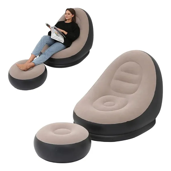 Sofa Sillon Inflable Ultra Cómodo Tipo Puf Con Posapies