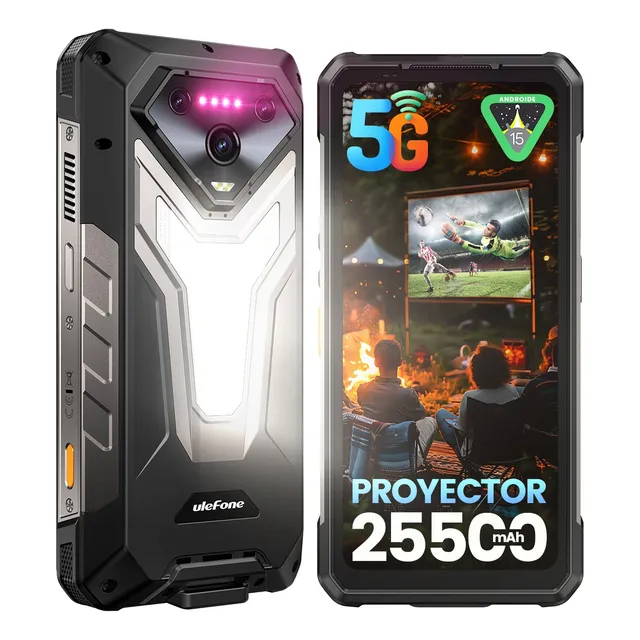 Celular Ulefone Armor 34 Pro 5g Dual Sim Smartphone Robusto Con Ai Proyector 25500 Mah 32gb Ram 512gb Rom Android 15 Luz Led De 1100 Lúmenes Nfc