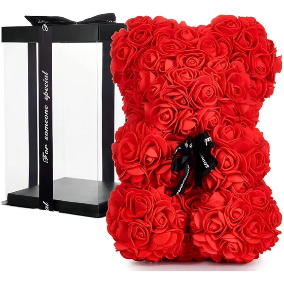 Oso De Flores Artificiales, Osito De Rosas, Dia Del Amor Color Rojo