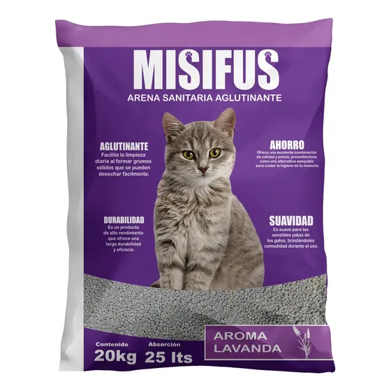 Arena Sanitaria Aglutinante Misifus 20kg Lavanda | Cuotas sin interés