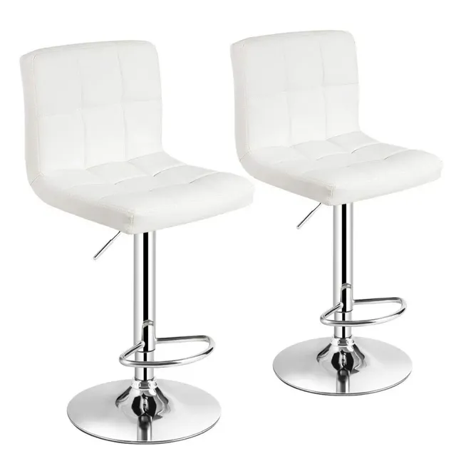 Set X2 Banqueta Bar Taburete Desayunador Barra Home World Color Blanco Cromado