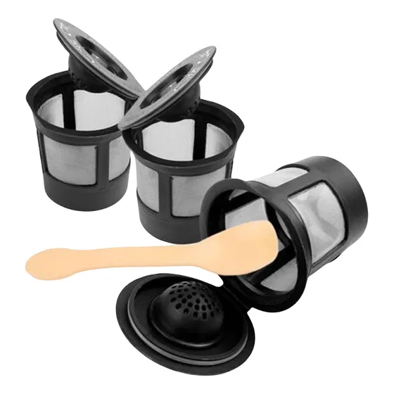 3 Uds Filtros De Café De Taza K Rellenables Con Cuchara