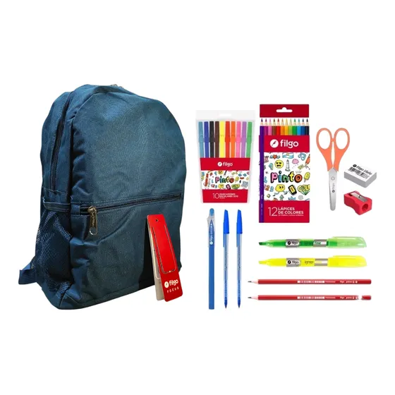 Kit Escolar Filgo Con Mochila Super Oferta Libreria Utiles 