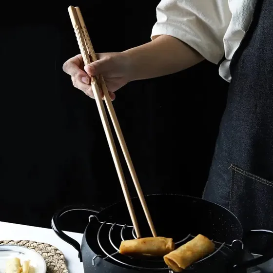 2 Par Palillo Cocina Madera Largo Haya Japonesa Reutilizabl