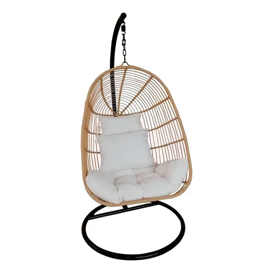 Hamaca Para Exterior Con Almohadon Beige Base Negra Mallorca
