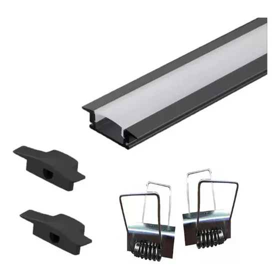 Kit 16 Perfil Embutir 30mm P/fita Led 2m Alumínio +presilha 