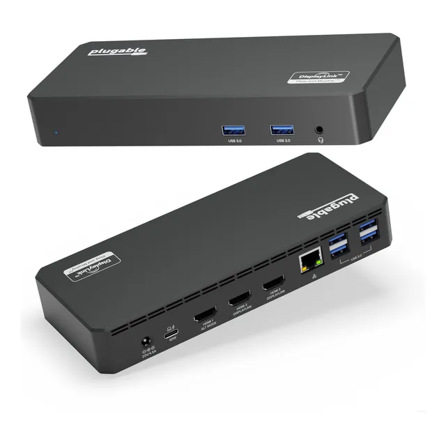 Plugable Estación De Acoplamiento Usb C Con Triple Pantalla Con Carga Para Portátil, Thunderbolt 3 O Usb C Dock Compatible Con Sistemas Windows Específicos (3 X Hdmi, 6 Puertos Usb, 60 W Usb Pd)