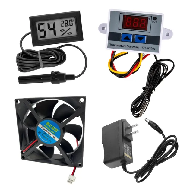 Kit Incubadora + Termostato+ventilador+higrómetro+adaptador 