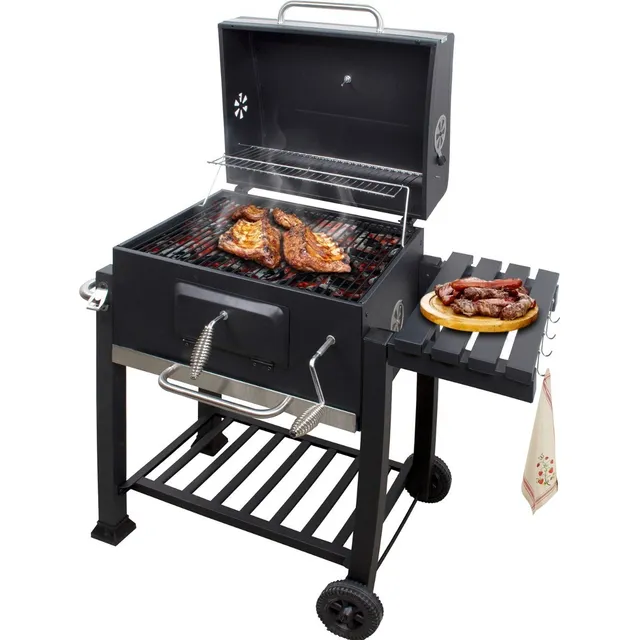 Asador Ahumador Carbon Para Carne Parrilla Resistente Acero Color Negro
