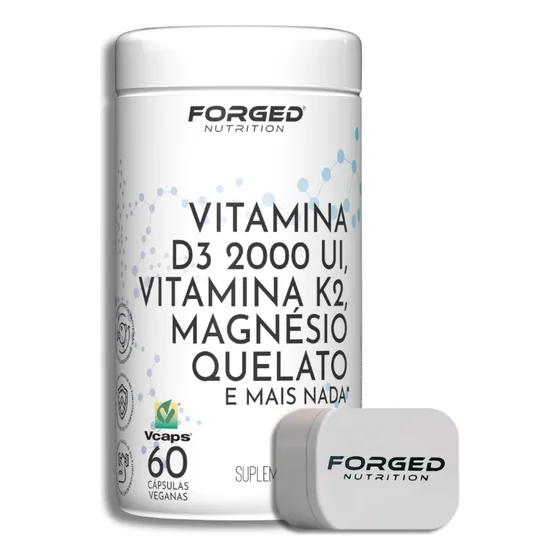 Vitamina D3 2000 UI + Vitamina K2 + Magnésio Quelato 60 Vegan Caps - Forged Nutrition