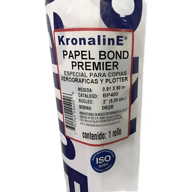 Papel Bond Kronaline Rollo .91x50 Mts Bp400