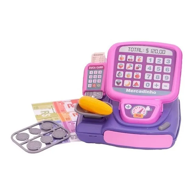 Brinquedo Caixa Registradora Maquina Cartão Gavetinha 15pç