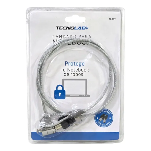 Candado Seguridad Notebook Tecnolab Con Llave Tl627 Color Plateado