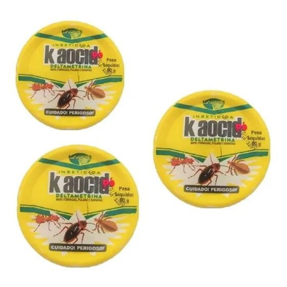 Kit 3 Un Mata Formigas Inseticida Pó Kaocid Neocid Lata 50gr