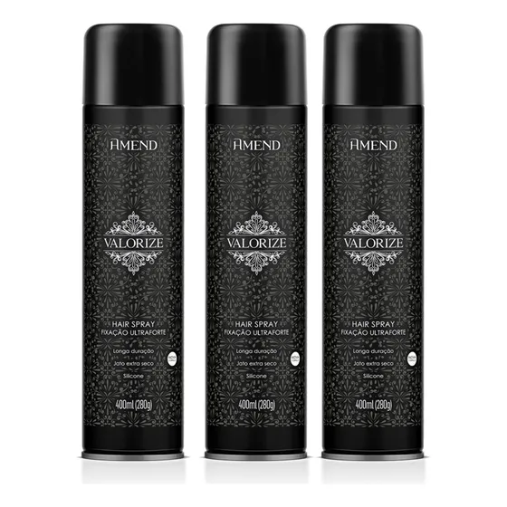 Amend Hair Sprai Valorize Kit Com 3 Jato Seco Envio Hoje