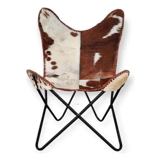 Bbe Silla Cuero Vintage Mariposa I Hecha Mano Marco Hierro
