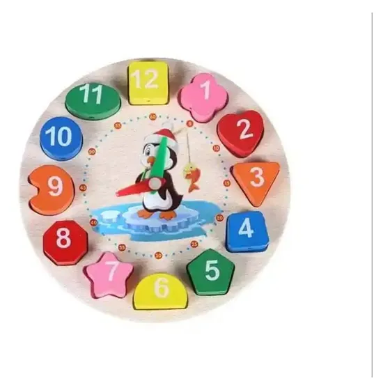 Reloj De Figuras- Juguetes Didácticos De Madera Para Bebes