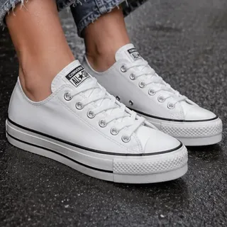 Tenis All Star Plataforma Couro Branco Converse Tamanho 32