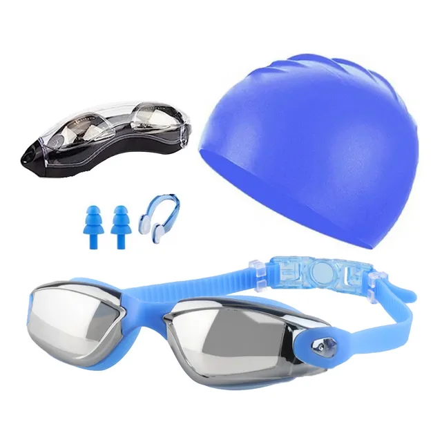 Juego De Gorro Y Gafas De Natación Galvanizados 5 En 1