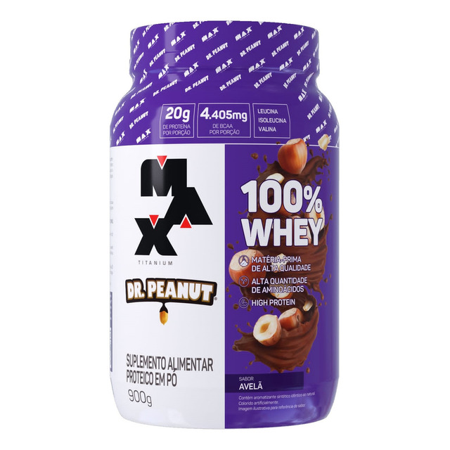 100% Whey Max Titanium X Dr. Peanut 900g Sabor Avelã 100% Whey Max Titanium X Dr. Peanut 900g Sabor Avelã