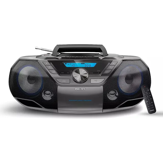 Philips AZ797t, Portable Cd Player Bluetooth With All En Uno Casete, Radio Input Usb/MP3/Aux With Retroillumined Lcd Screen
