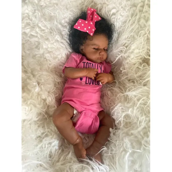 Muñeca Bebé Renacida Rosado Negro Niña 20 Pulgadas J7y2q