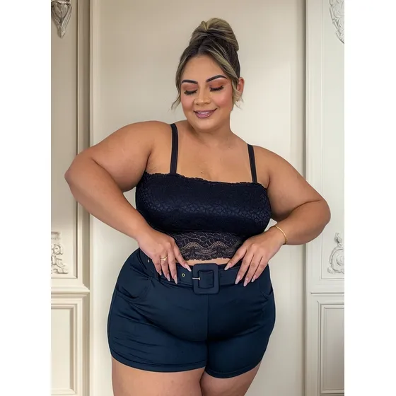 Top Cropped Plus Size Renda (top Faixa)