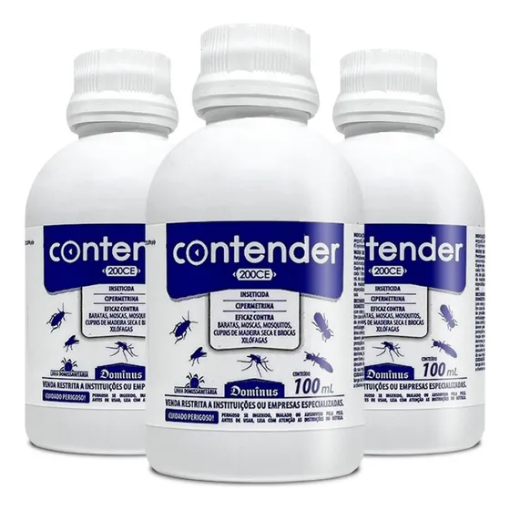 3x Contender 200 Inseticida Cipermetrina Mata Insetos 100ml