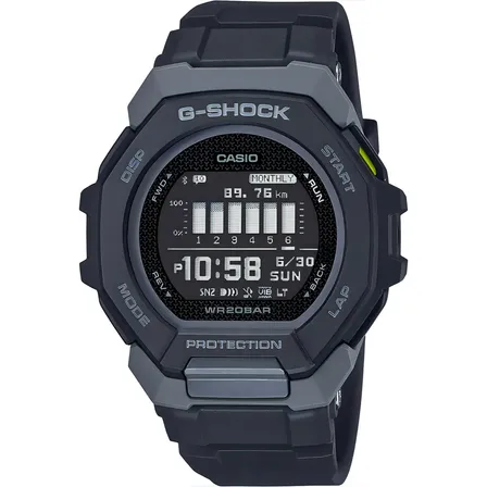 Relógio Casio G-shock G-squad Sport Gbd-300-1dr Correia Preto/cinza Bisel Preto Fundo Preto