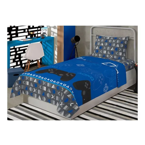 Jogo De Cama Microfibra Estampado Playstation Lepper