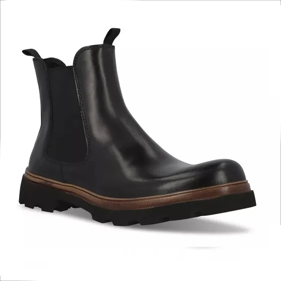 Botas Hiker Hombre Color Negro, Piel Cklass 121-15