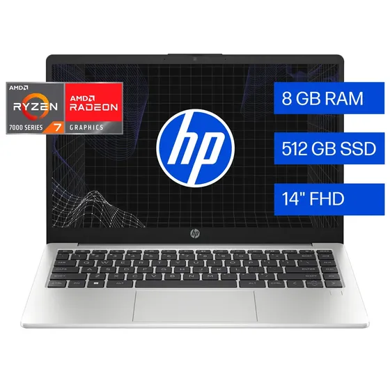 Notebook HP 245 G10 AMD Ryzen 7 8GB RAM 512GB SSD 14 pulgadas Windows 11 Home