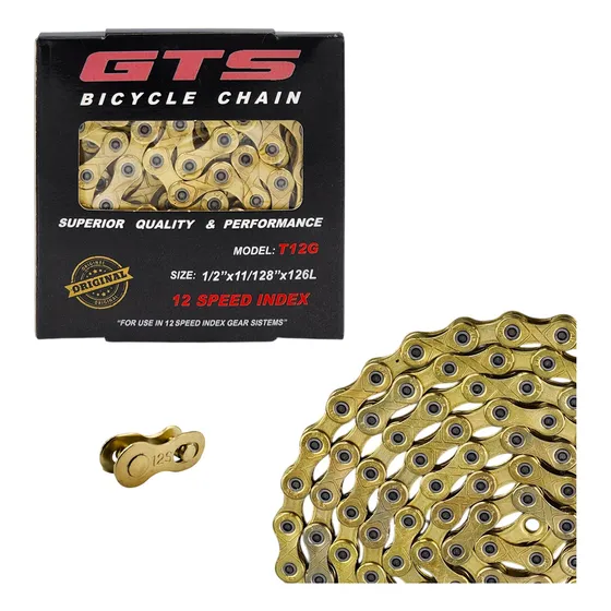Corrente Bicicleta 12v X12 Dourada Gts Gold Ouro C Powerlink