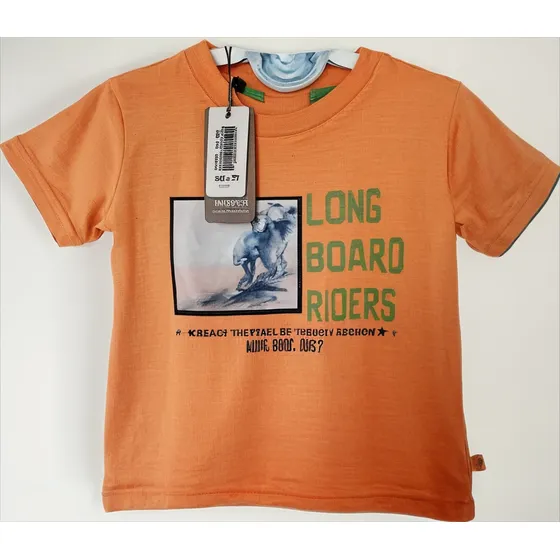 Polera Bebe Niño Teñido Print Surf Naranjo Pillin 18 Meses